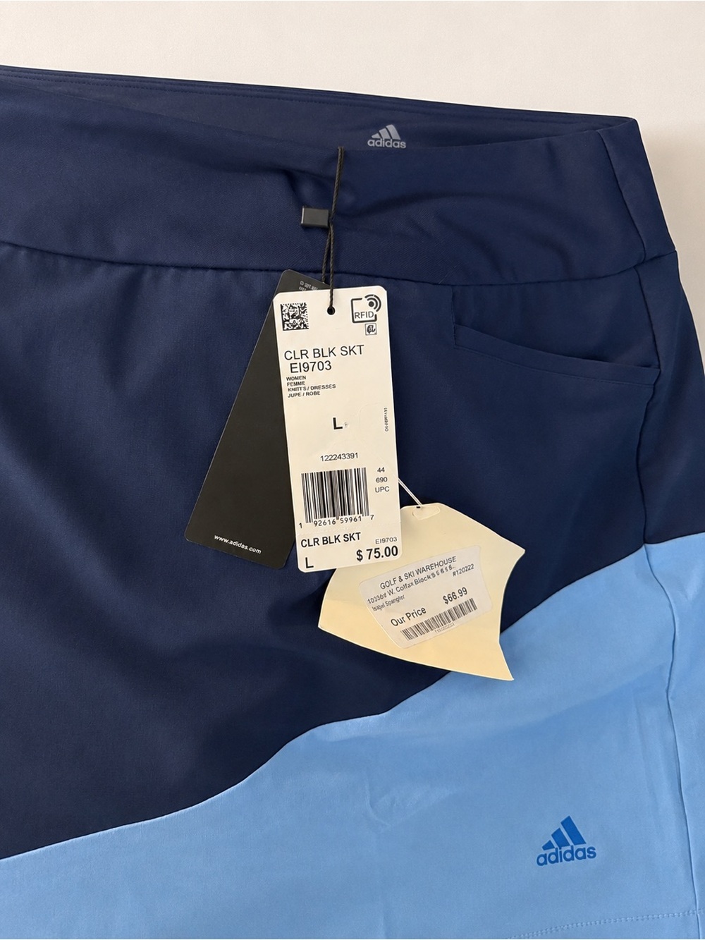 Adidas | NWT Ladies Colourblocked Night Indigo Golf Athletic Skort L - Picture 8 of 9